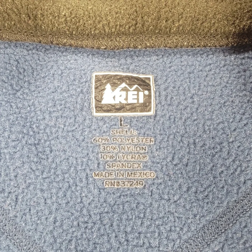 REI Quarter Zip Fleece Pullover‎ Jacket Blue Black Mens Large Outdoor Gorpcore